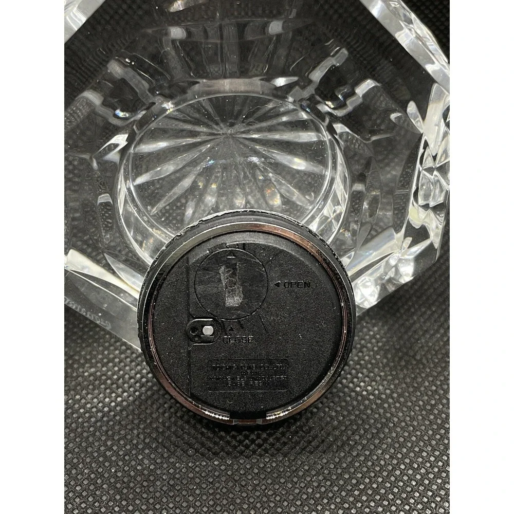 Vintage Waterford Crystal Octagon Desk Clock‎ Paperweight Diamond Cut 2.75